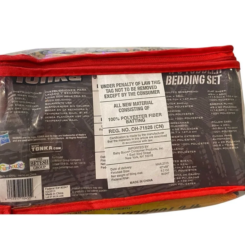 Tonka Toddler Bedding Set 4Pc Construction Truck Sheet Pillowcase Quilt Boys